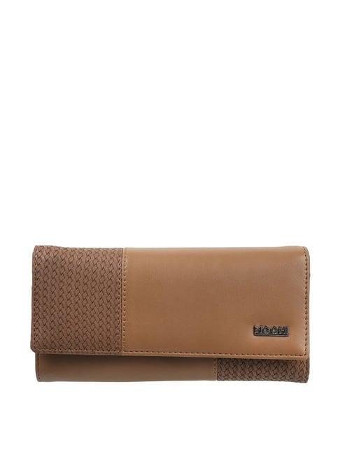 mochi brown textured wallet for women