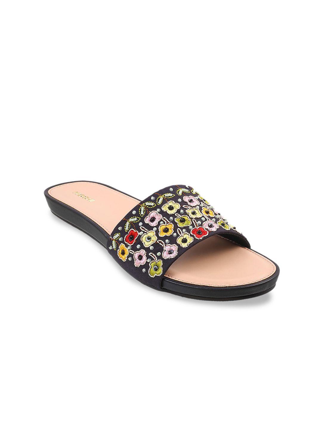 mochi embroidered open toe flats