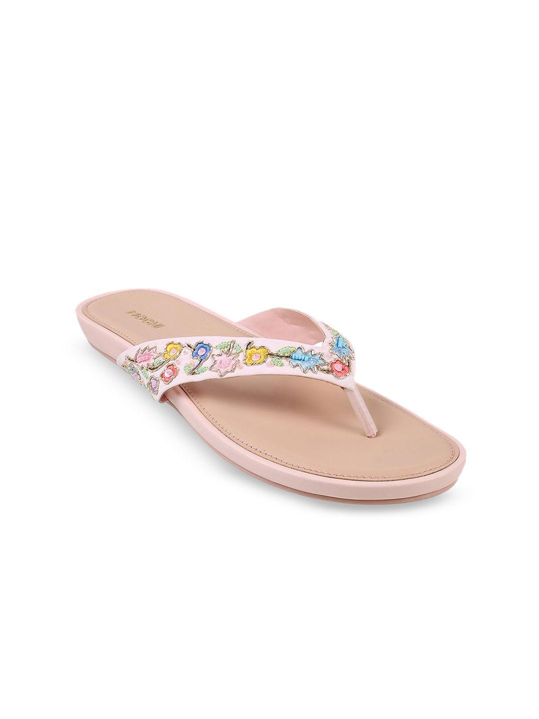 mochi embroidered t-strap flats