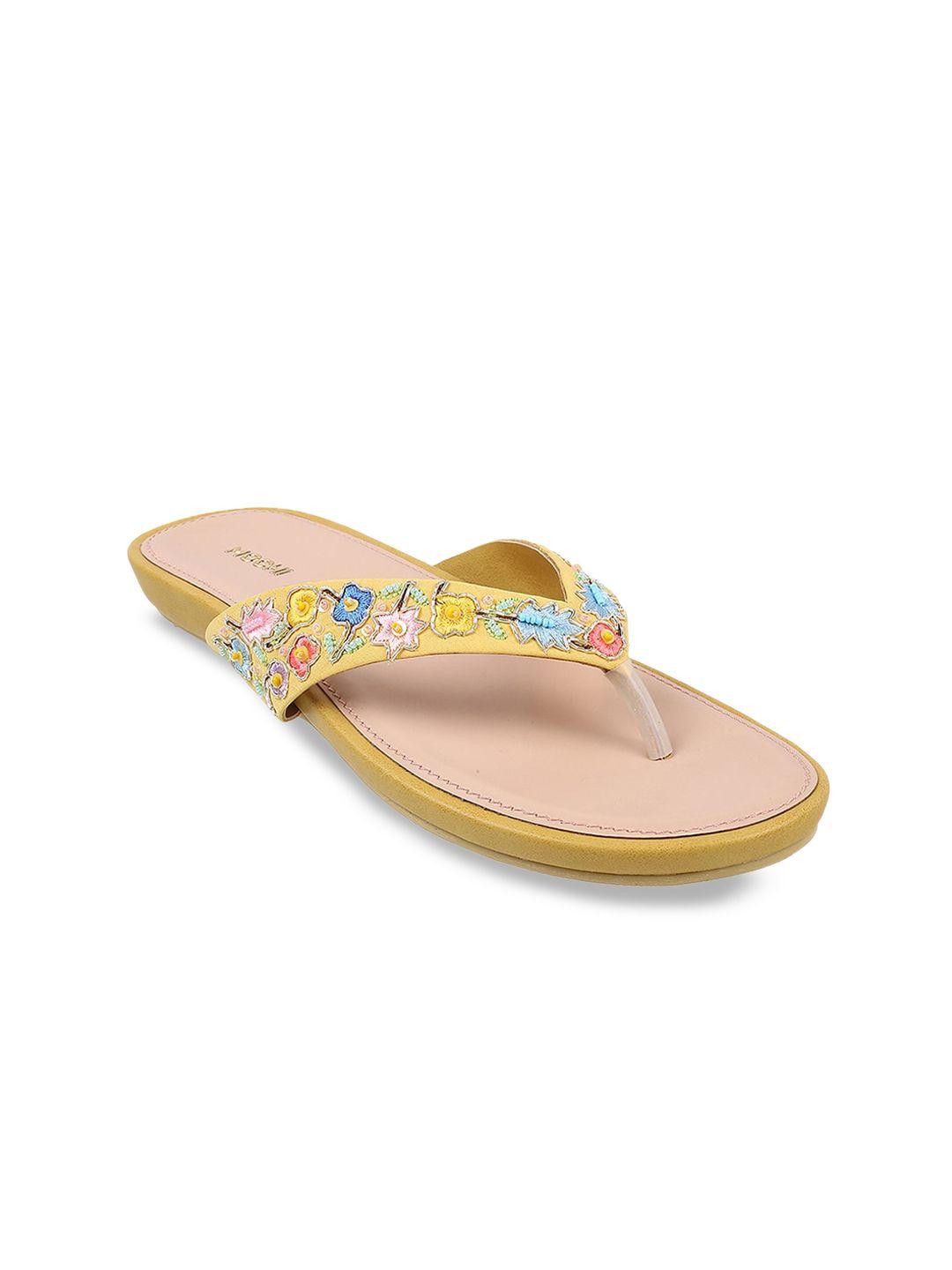 mochi embroidered t-strap flats