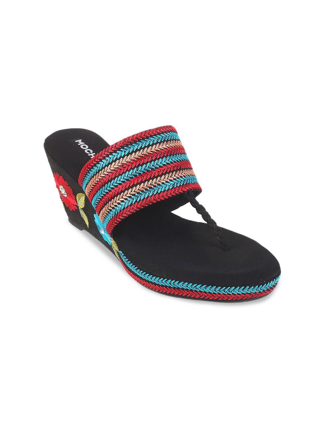 mochi ethnic embellished open toe wedges