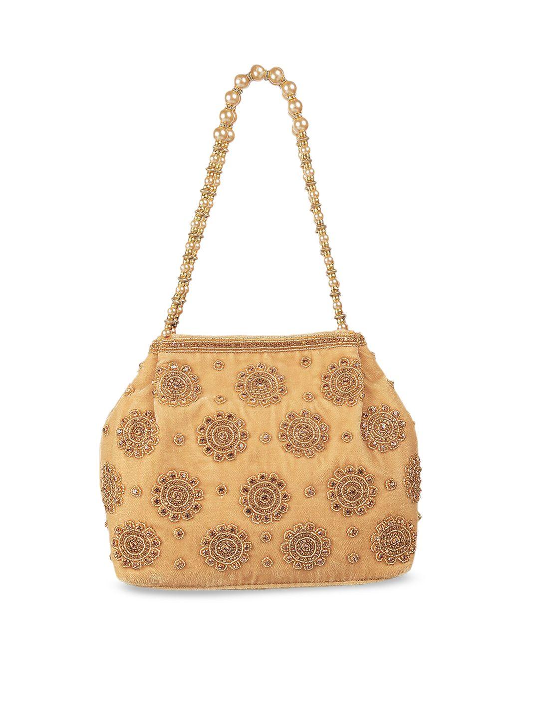 mochi gold-toned floral embellished structured shoulder bag
