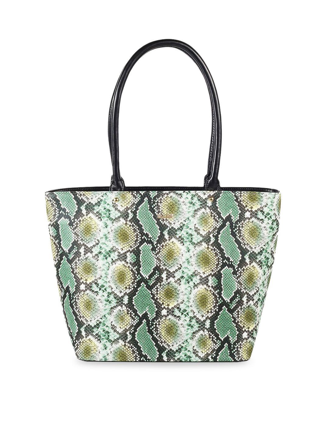 mochi green animal printed pu shopper tote bag