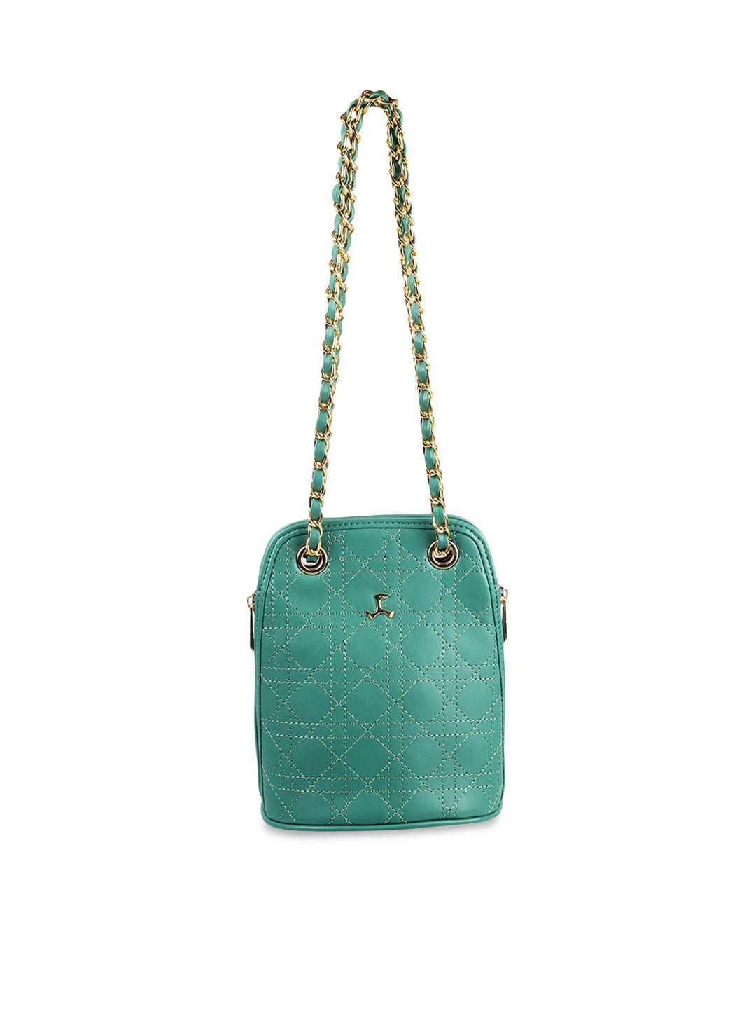 mochi green geometric pu structured shoulder bag