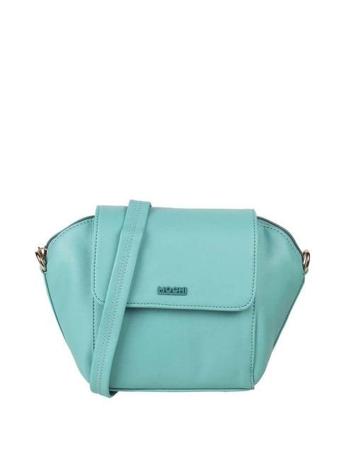 mochi green solid medium sling handbag