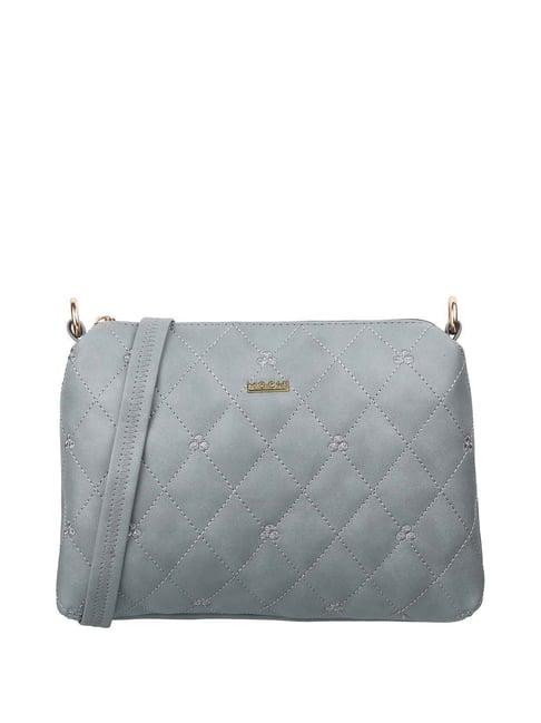 mochi grey quilted medium sling handbag