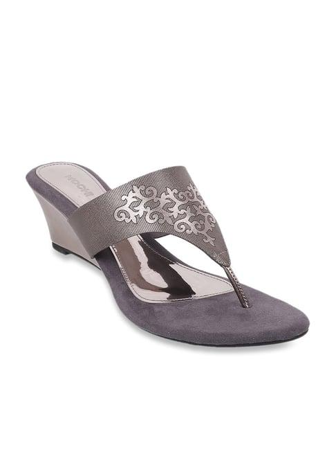 mochi gun metal thong wedges