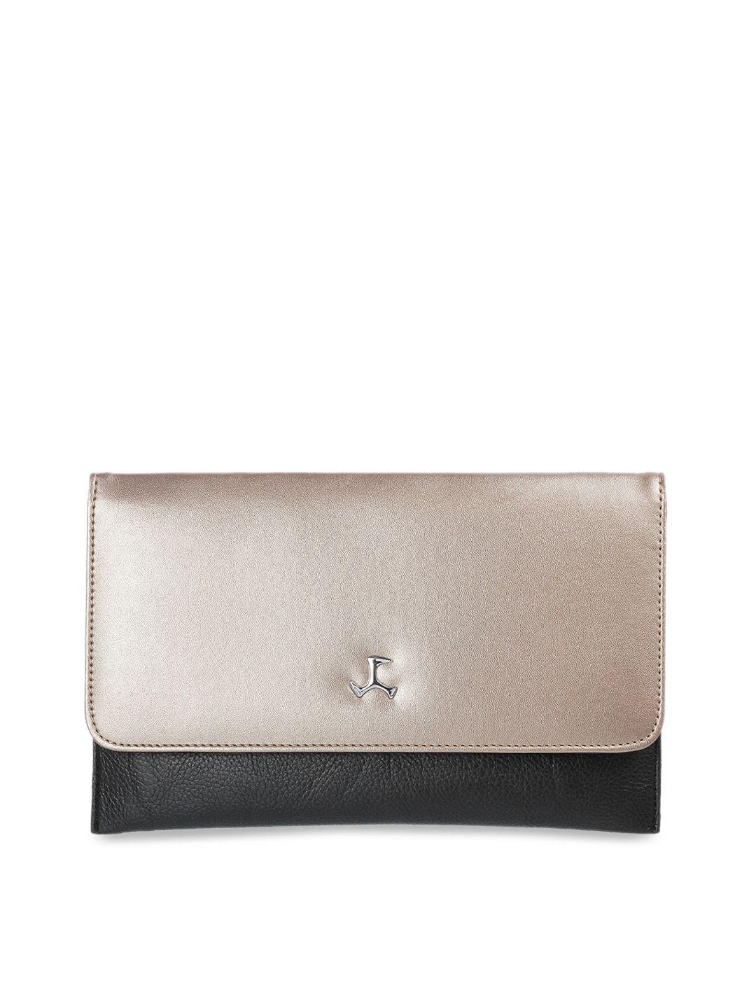 mochi gunmetal-toned & black colourblocked clutch