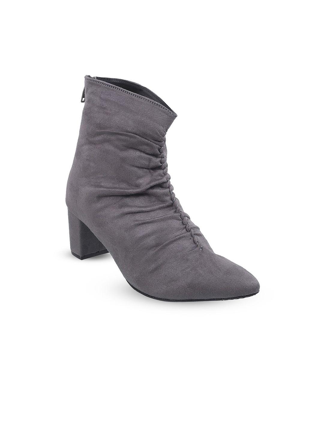 mochi high-top blocked heel pointed toe boots