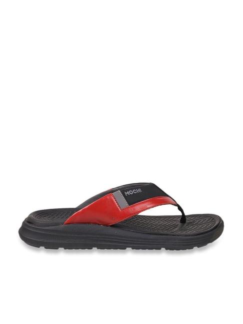 mochi men's black & red flip flops