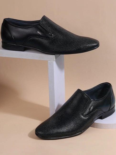 mochi men's black formal loafers