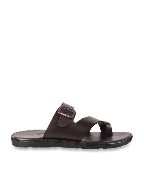 mochi men's brown cross strap sandals