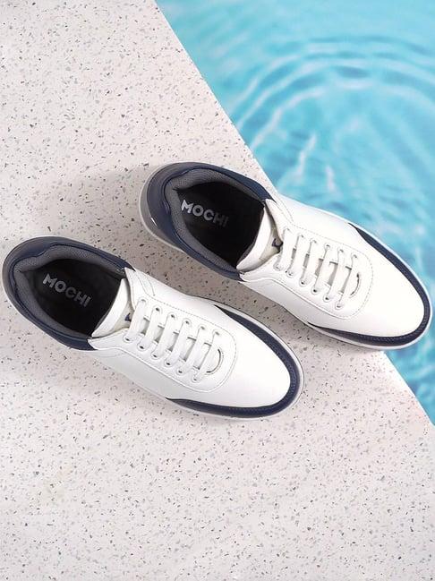 mochi men's white & blue casual sneakers