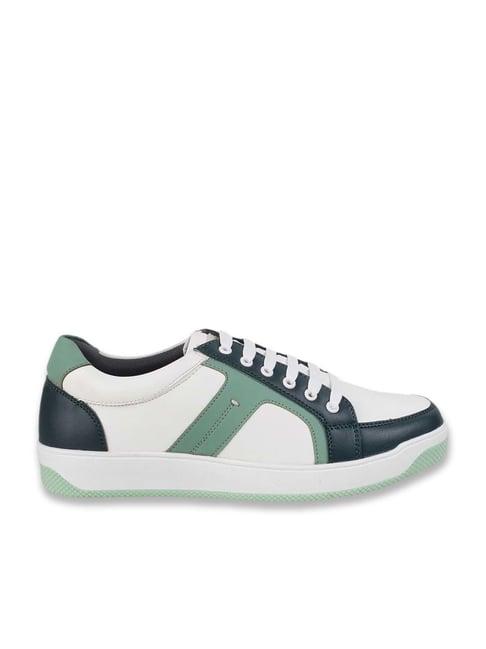 mochi men's white & green casual sneakers