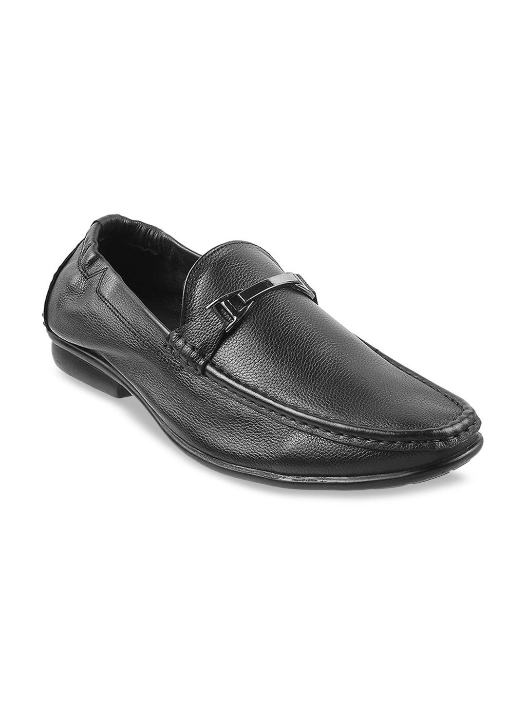 mochi men black leather loafers