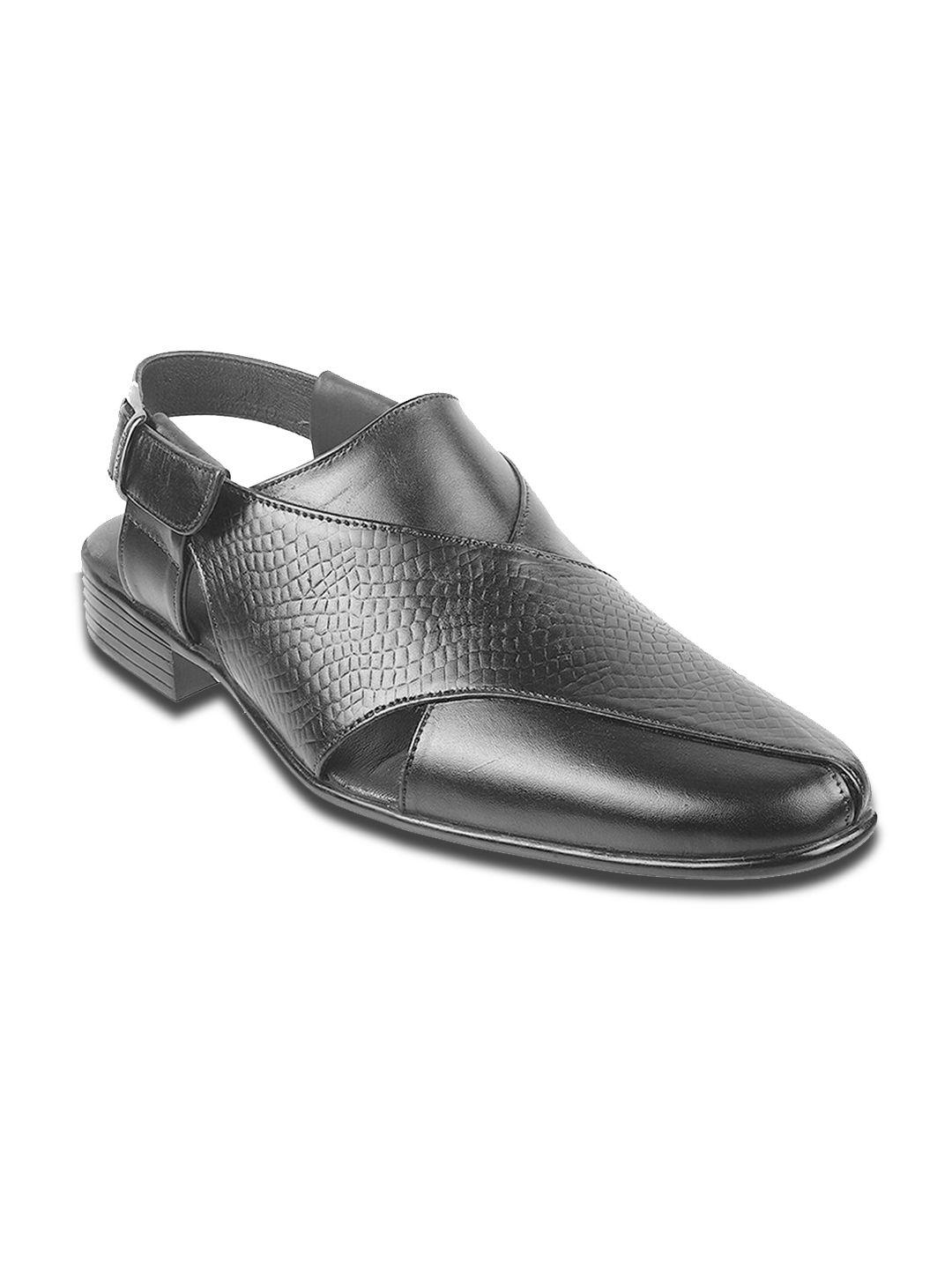 mochi men black leather shoe-style sandals