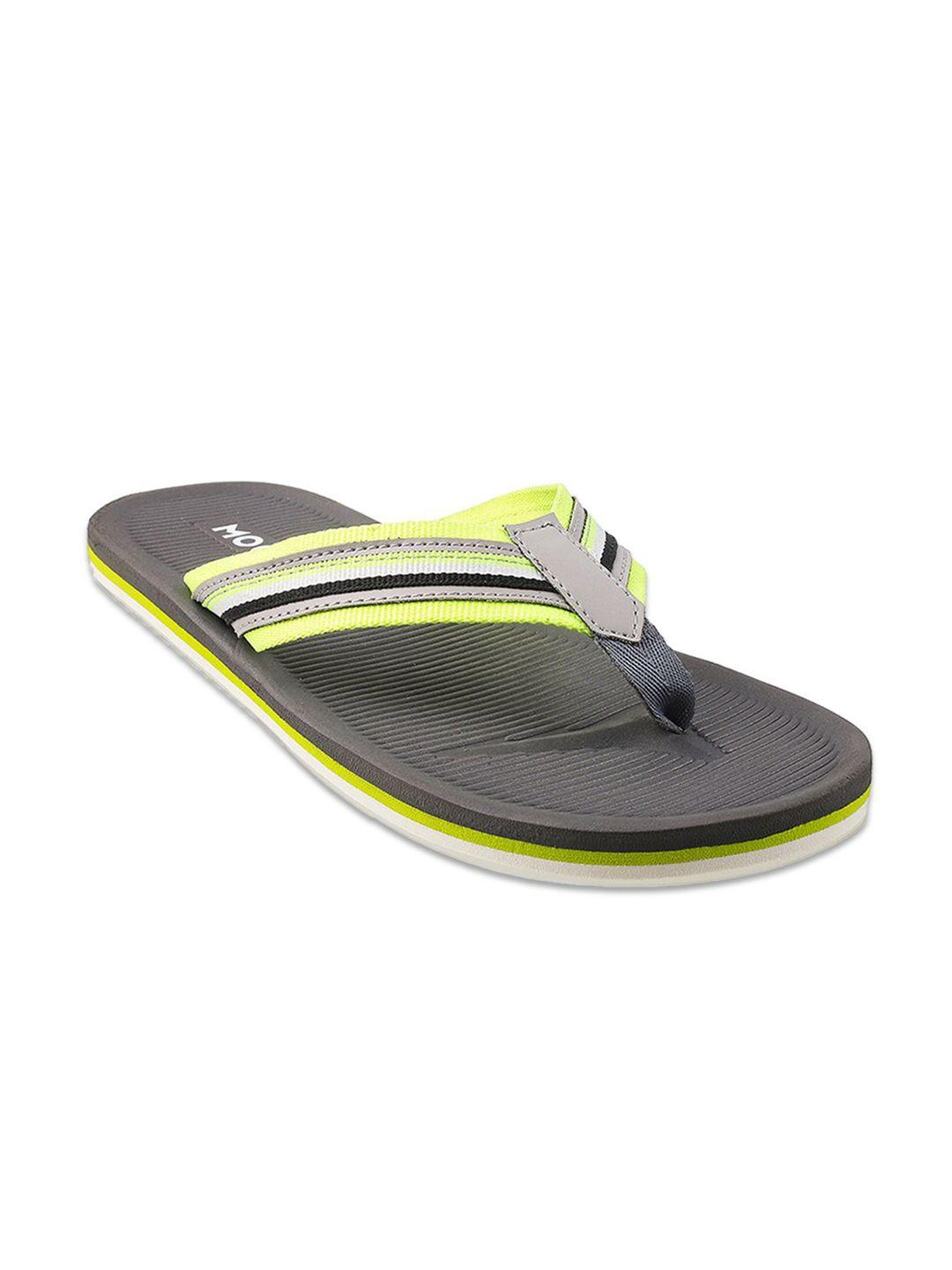 mochi men grey & green striped thong flip-flops