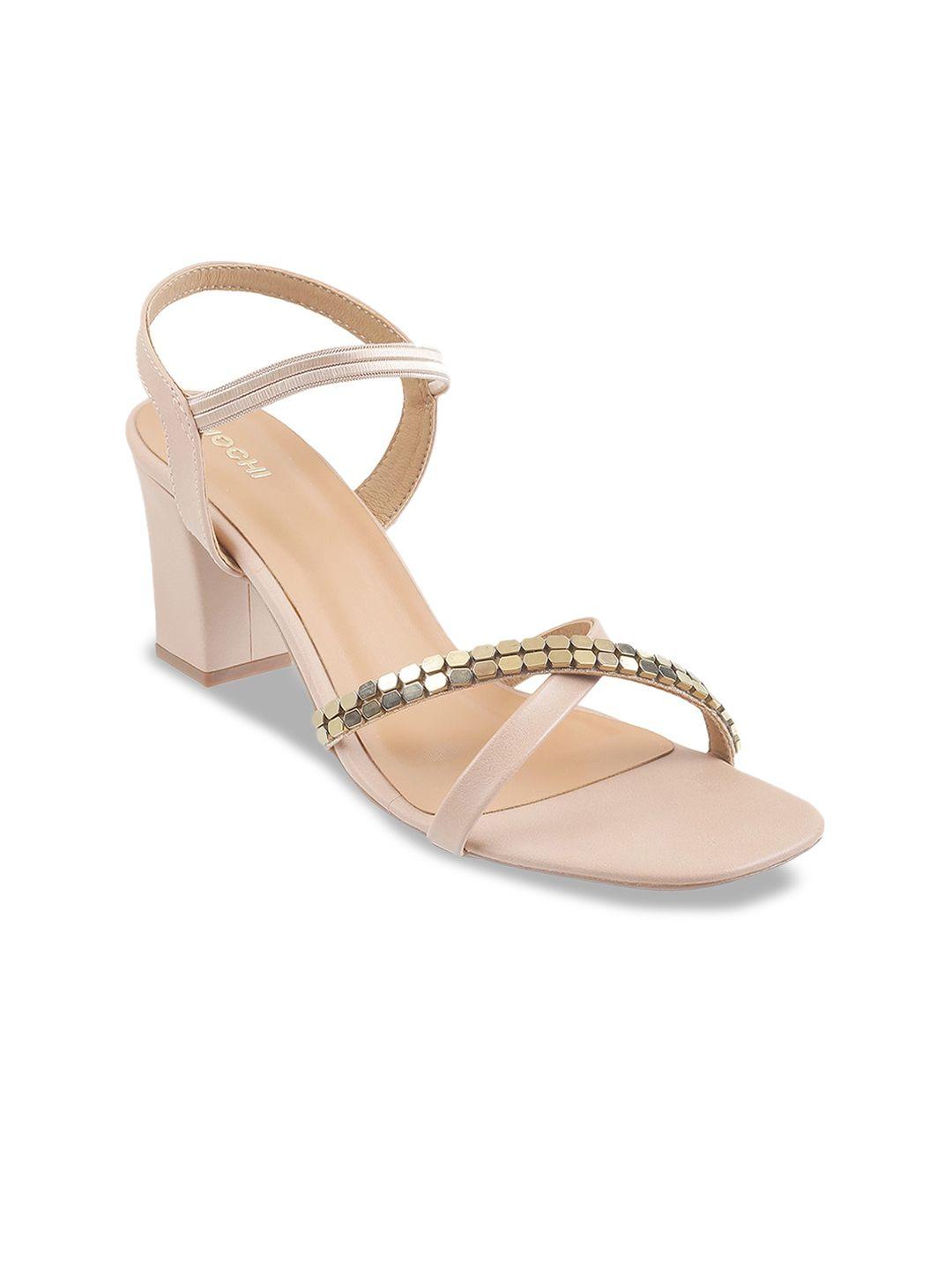 mochi peach-coloured block sandals