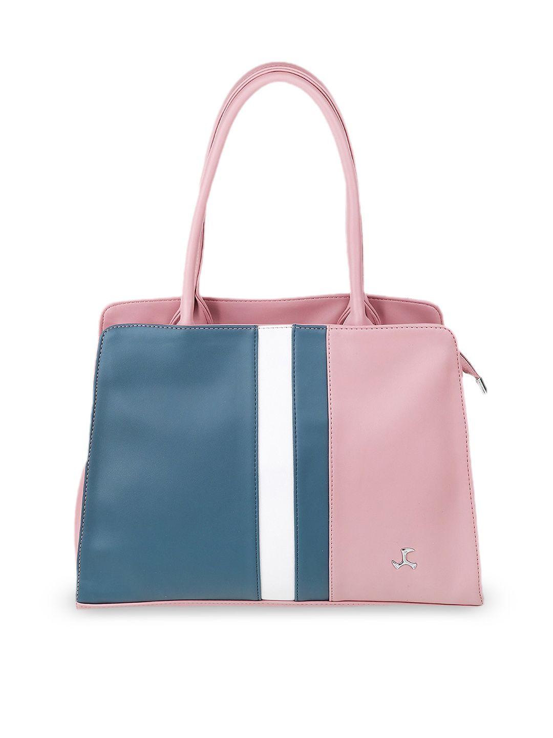 mochi peach-coloured colourblocked pu structured shoulder bag