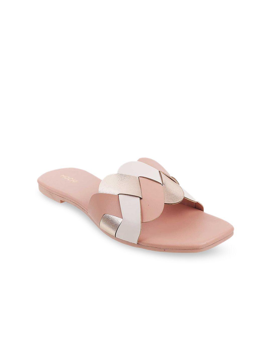 mochi peach-coloured open toe flats