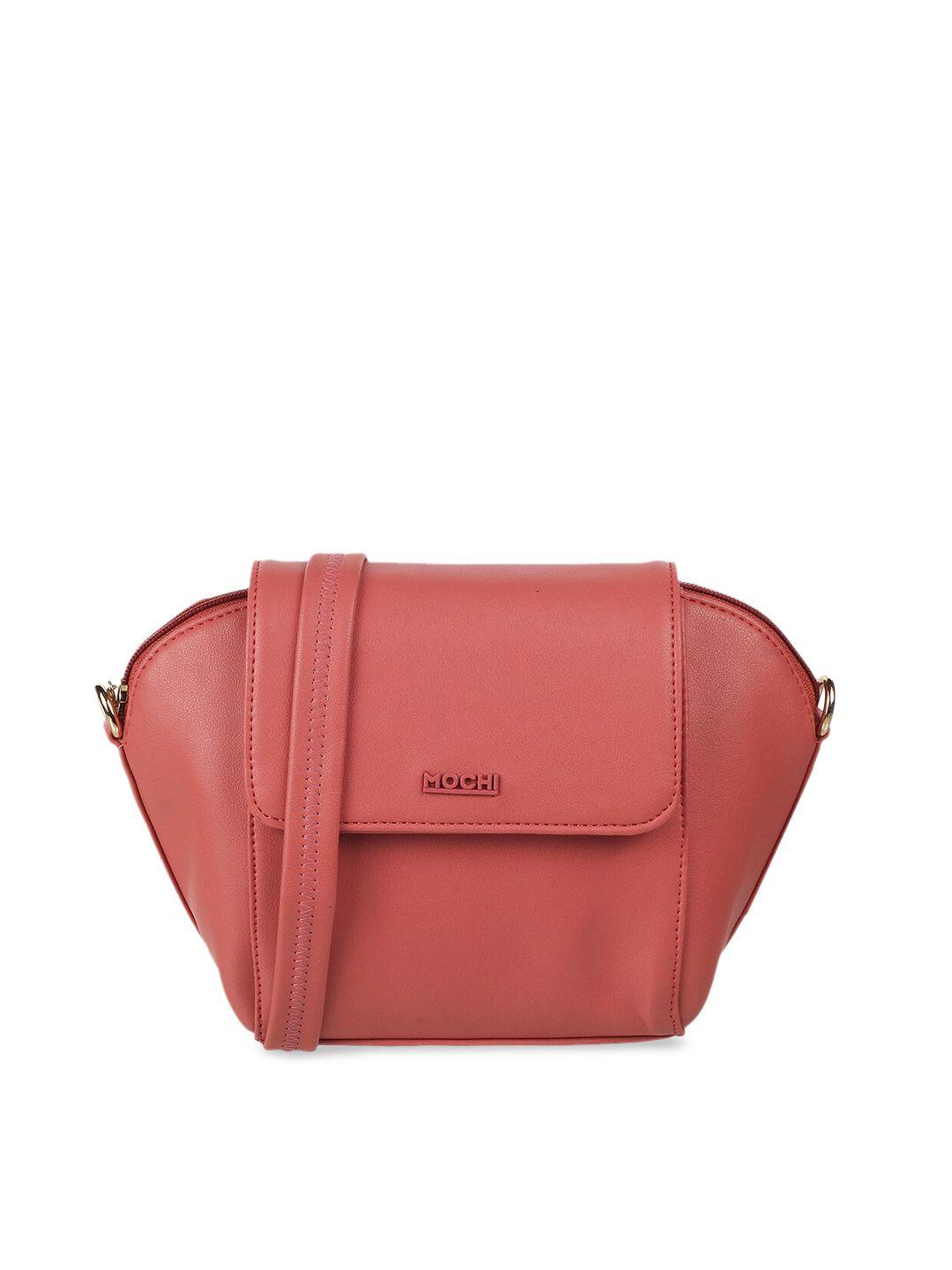 mochi peach-coloured pu structured sling bag