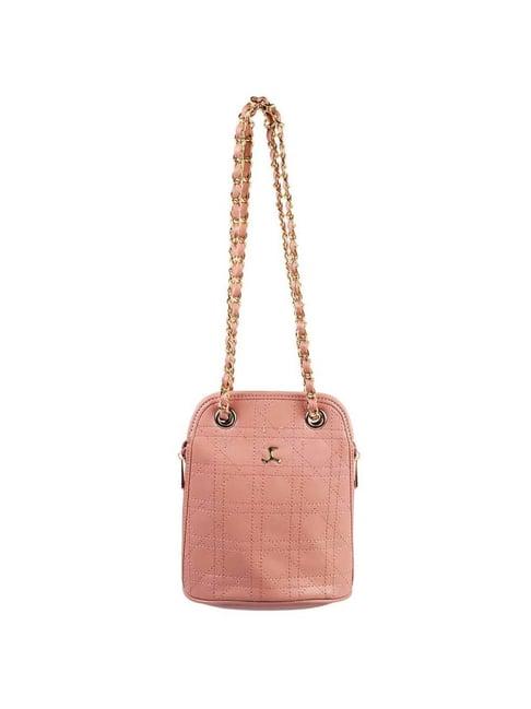 mochi peach textured medium sling handbag