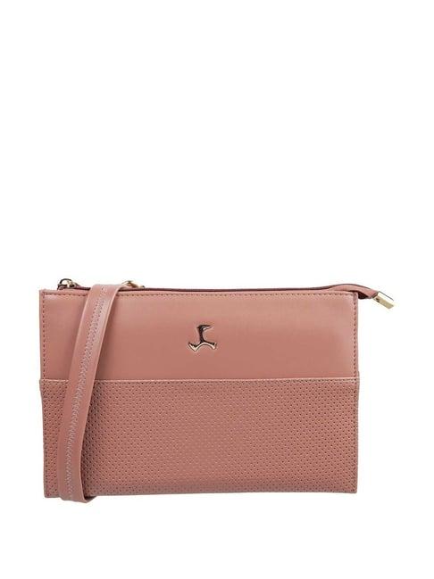 mochi peach textured medium sling handbag