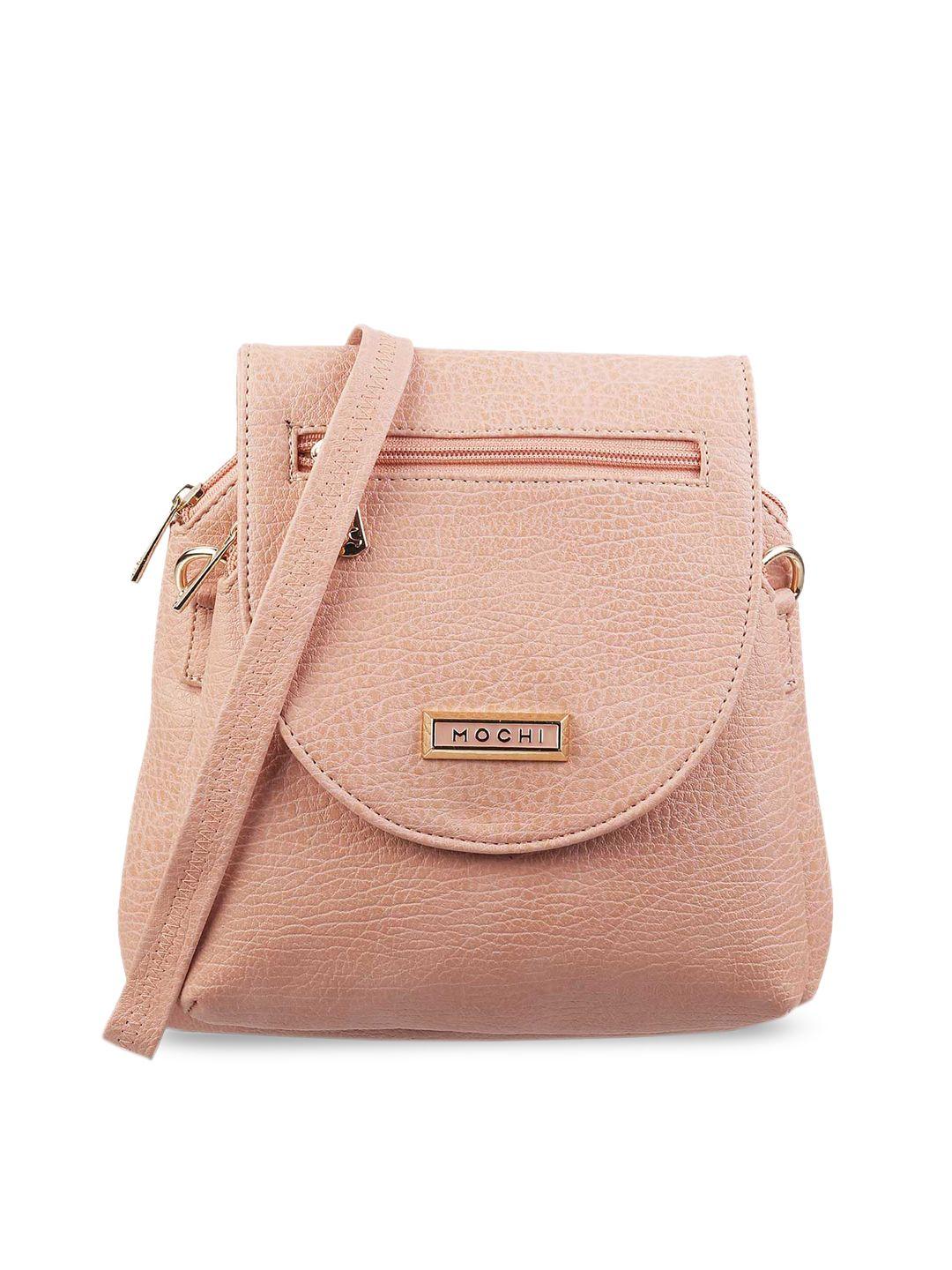 mochi pink  textured structured sling bag