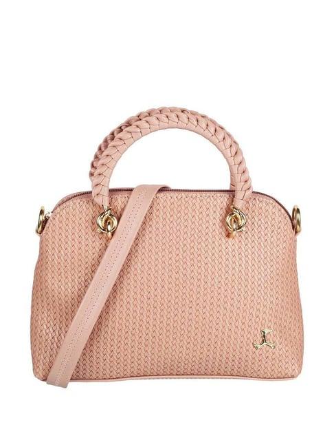 mochi pink textured medium handbag