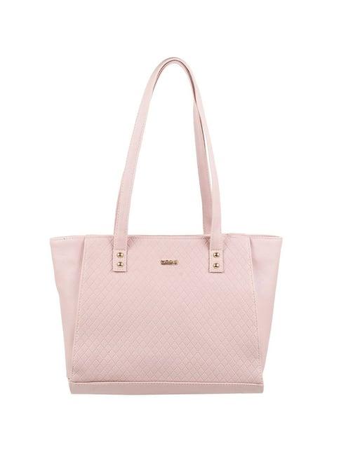 mochi pink textured medium shoulder handbag