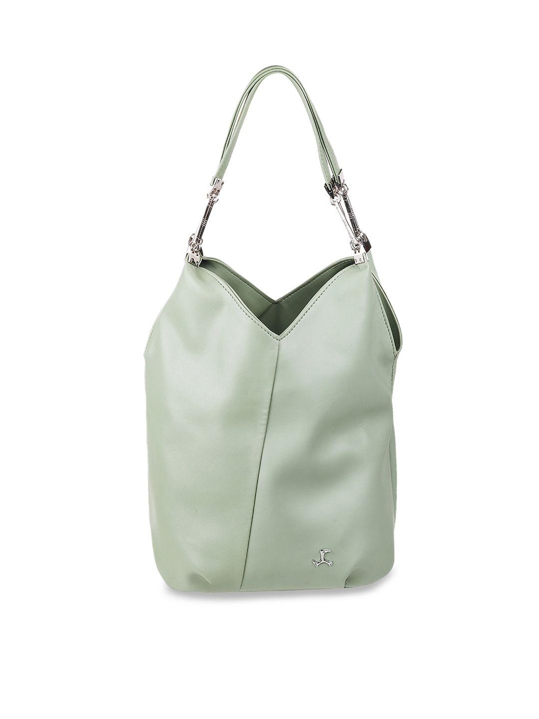 mochi sea green solid pu oversized structured hobo bag
