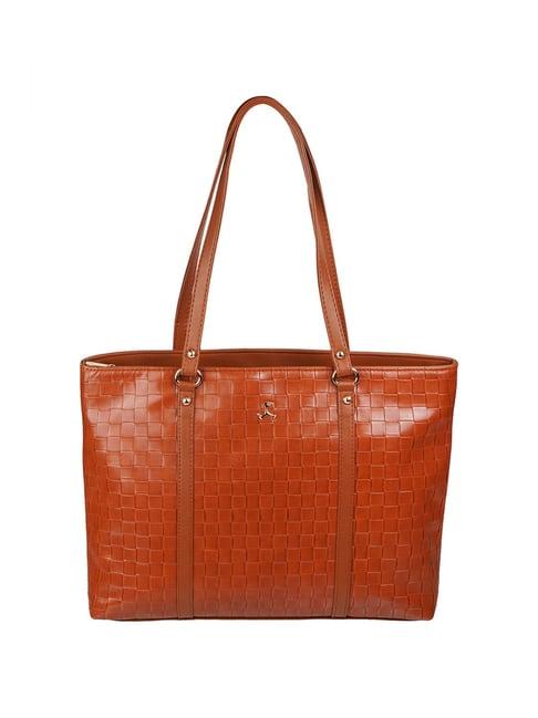 mochi tan synthetic textured tote handbag