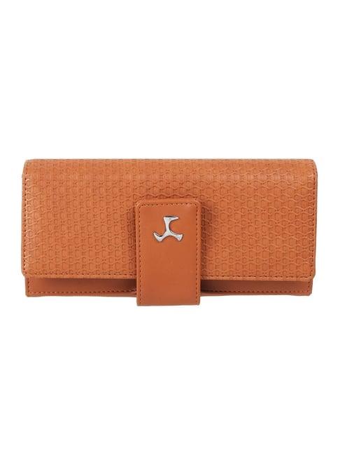 mochi tan textured small bi-fold wallet for women