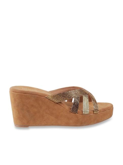 mochi women's antic gold casual wedges