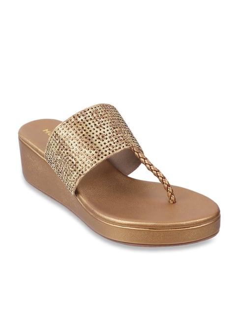 mochi women's antic gold t-strap wedges