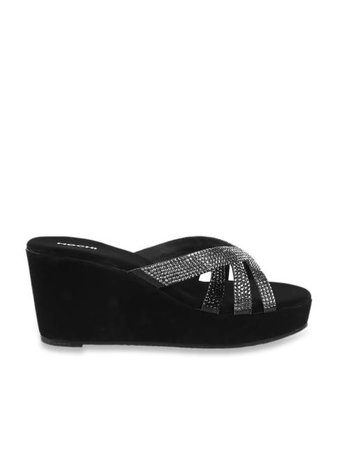 mochi women's black casual wedges