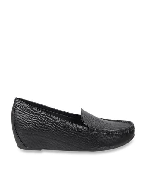 mochi women's black wedge loafers