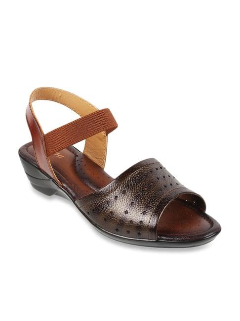 mochi women's brown ankle strap wedges