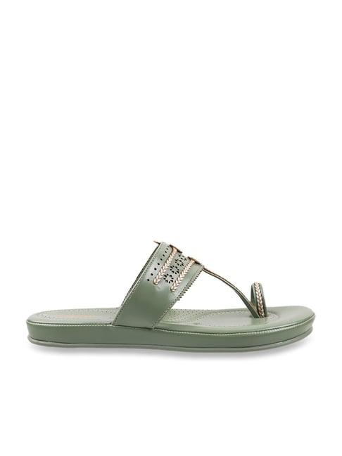 mochi women's green toe ring sandals