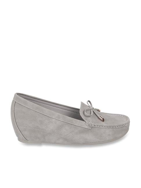 mochi women's grey wedge loafers