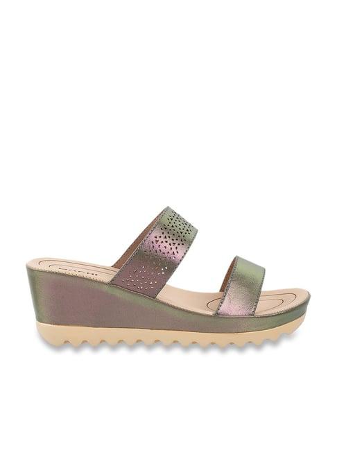 mochi women's gun metal casual wedges