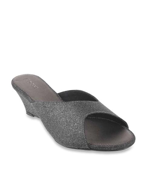 mochi women's gun metal casual wedges