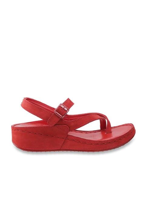 mochi women's red toe ring wedges