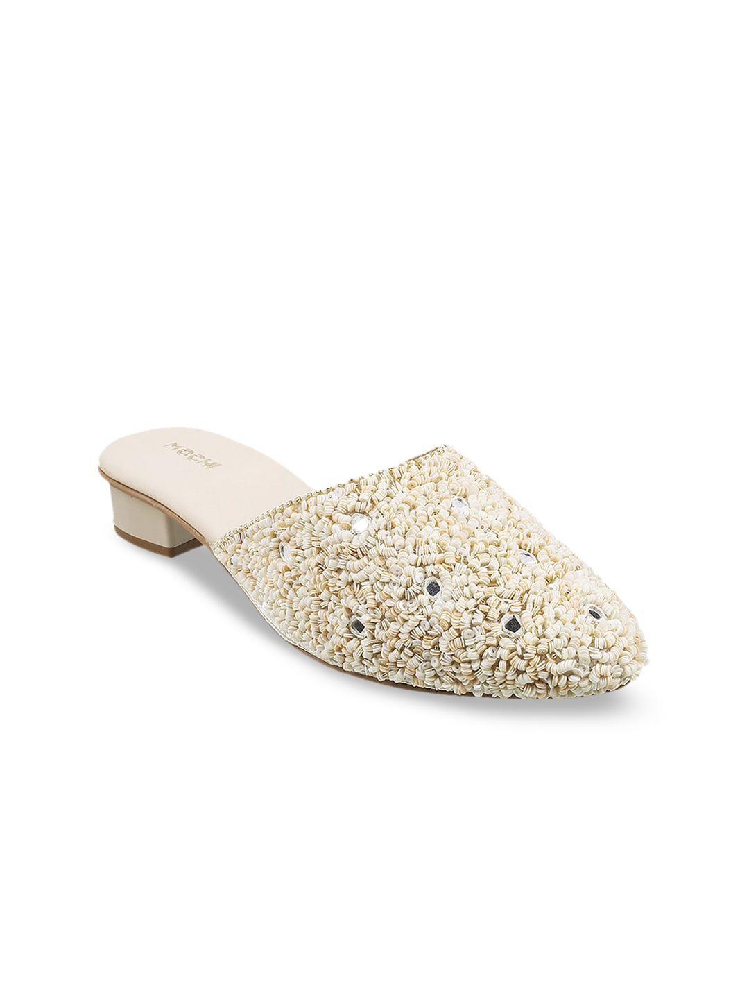 mochi women beige mules flats