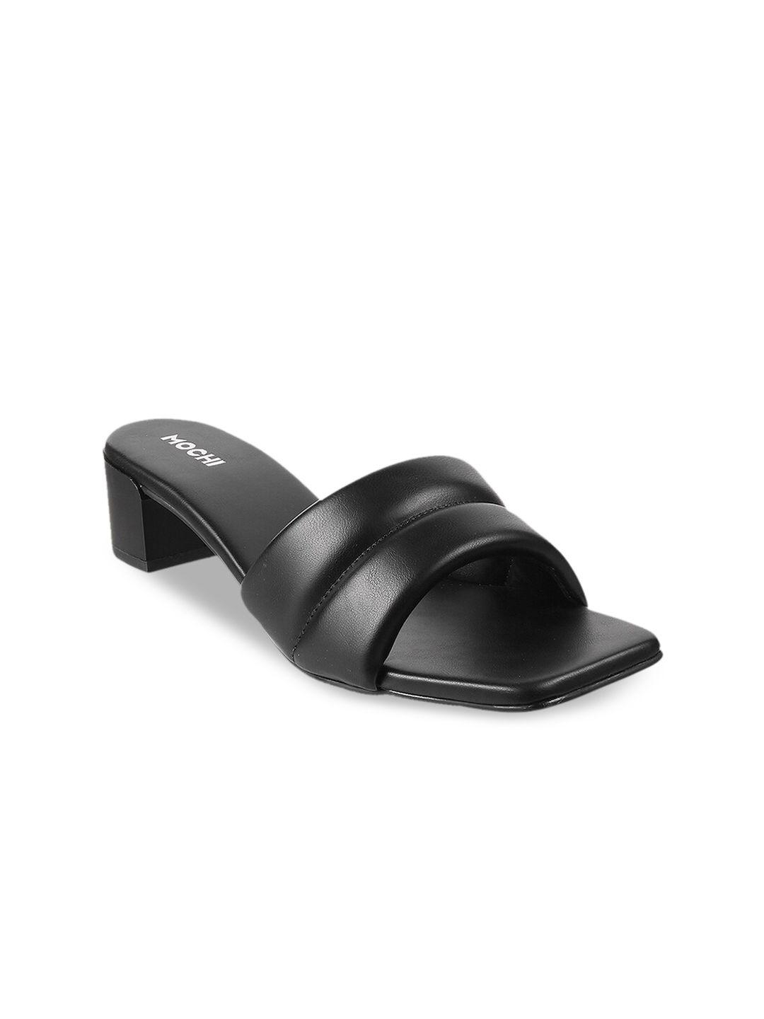 mochi women black block heels