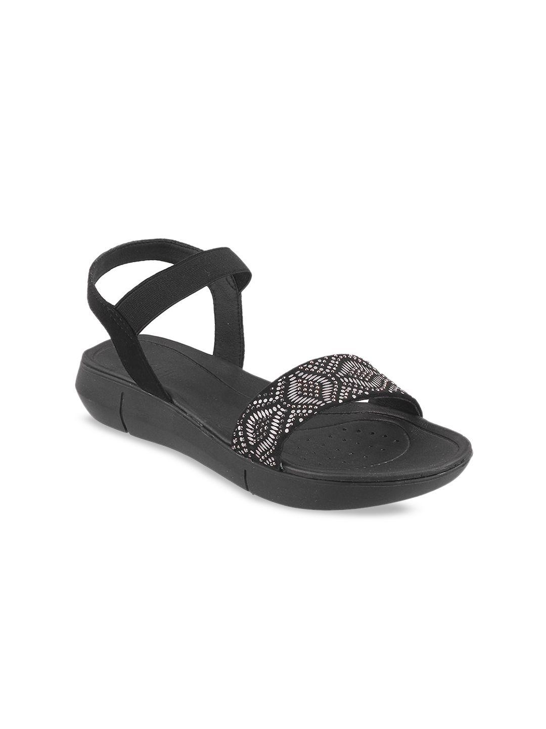 mochi women black open toe flats