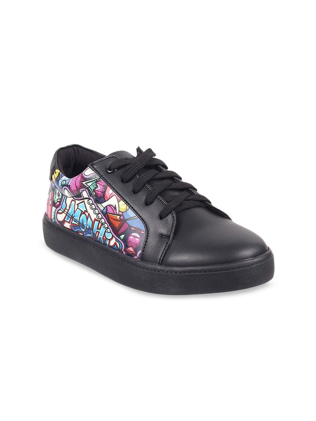 mochi women black printed sneakers