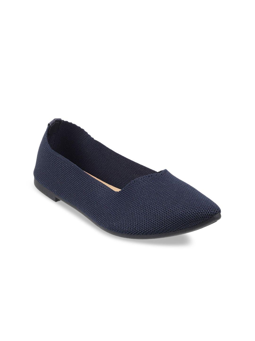 mochi women blue woven design ballerinas