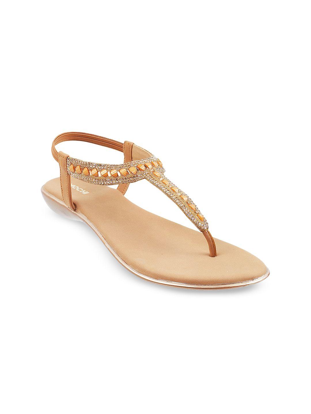 mochi women gold-toned embellished open toe flats