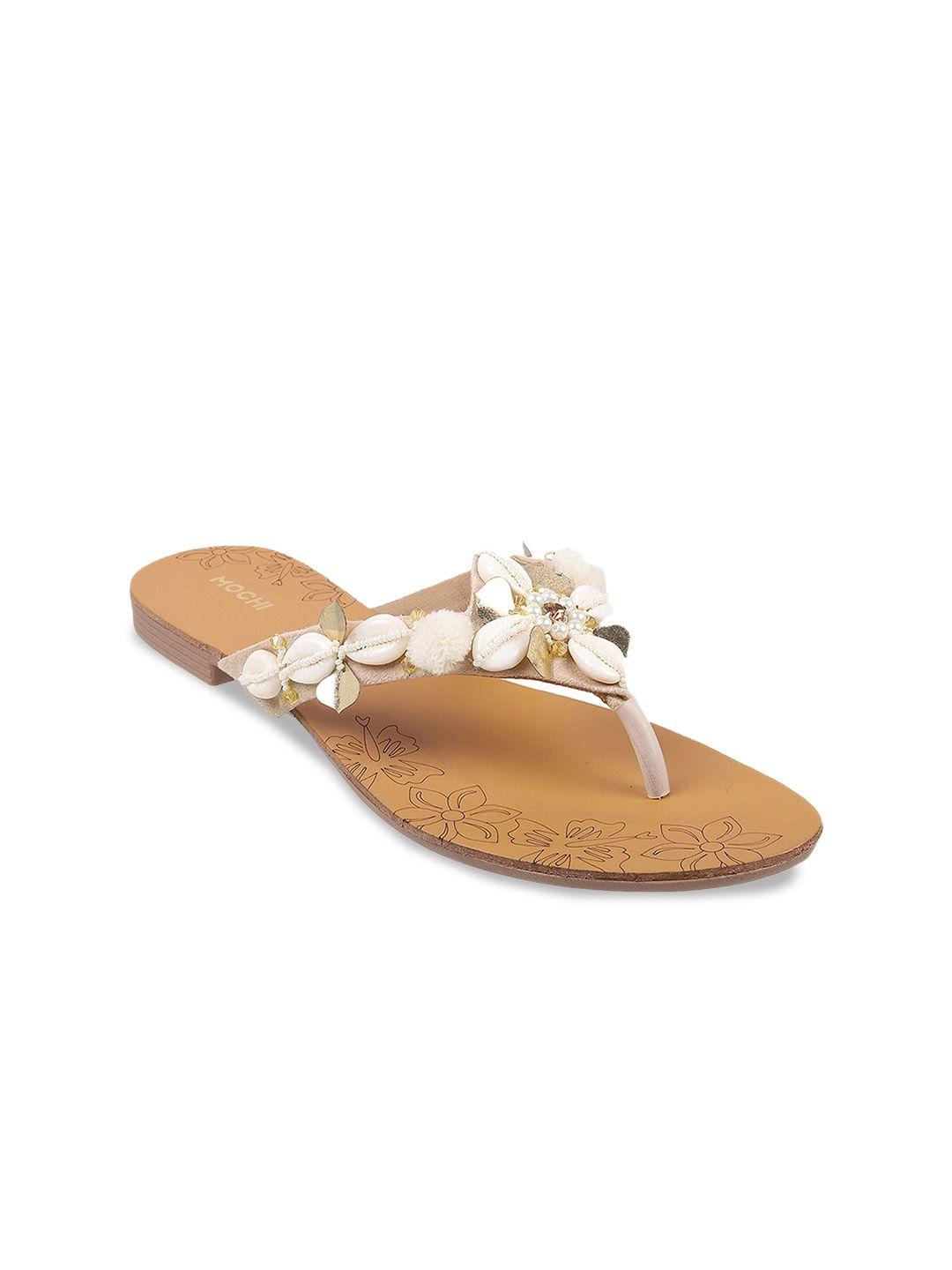 mochi women gold-toned embellished open toe flats